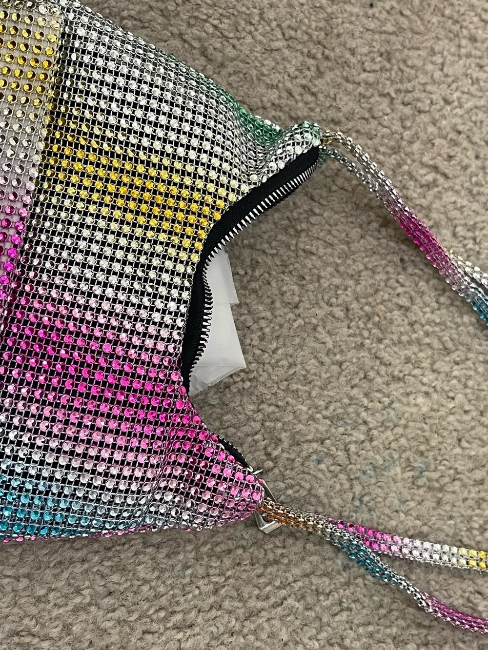 Multicolor Crystal Shoulder Bag with Gradient Rhinestones